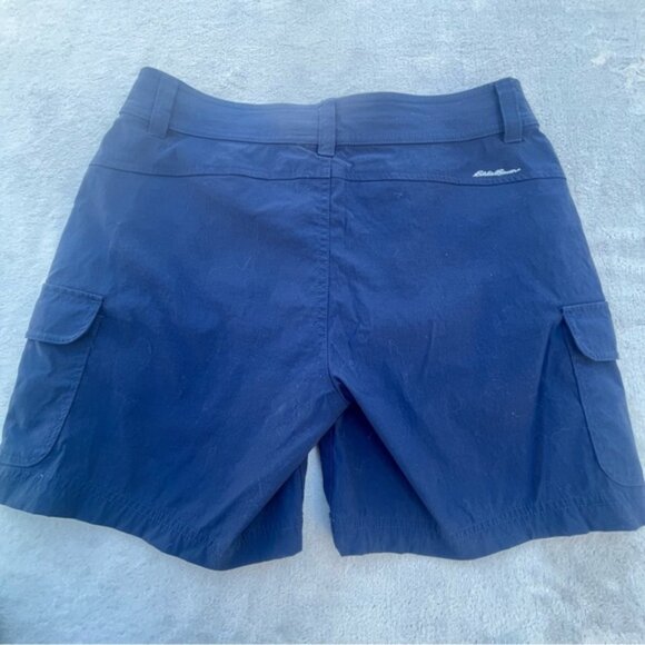Eddie Bauer Navy Lightweight Summer Trail Stretch Mid Rise Cargo Pockets Shorts - Picture 4 of 10